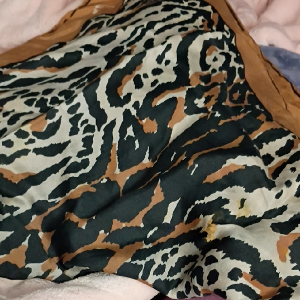 Animal Print Scarf with Brown Border